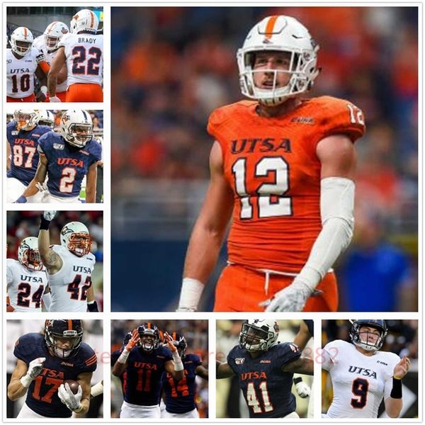 

xflsp custom utsa roadrunners football jersey david morgan marcus davenport frank harris dequarius henry ncaa college mens women youth all, Black