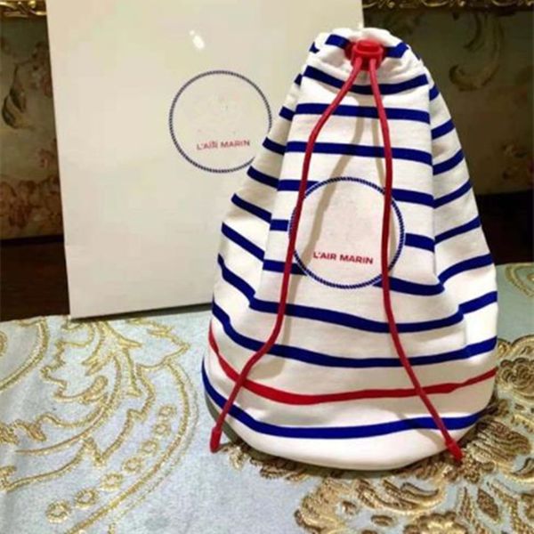 

portable designer striped pocket drawstring cosmetic bag new