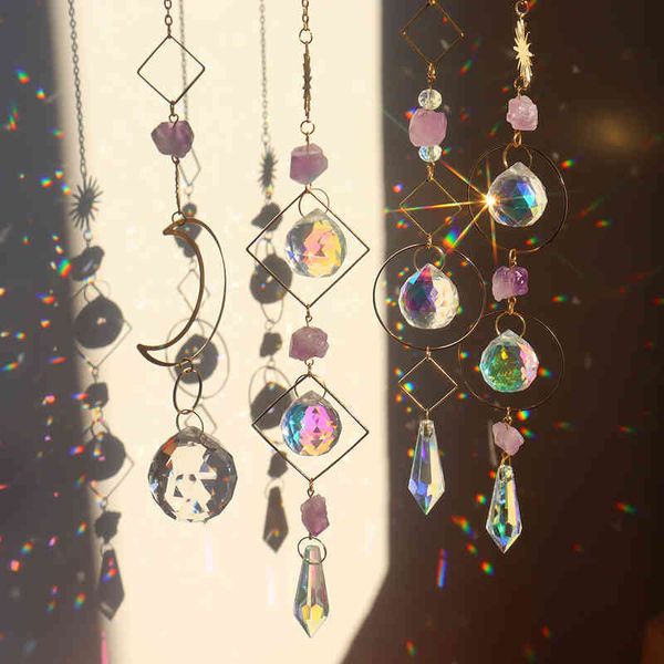 Suncatcher Prism, кристаллы висящих окон, ловчик Rainbow Light, Crystal Sun 50 мм ловчик, летний подарок, бусинки восьмиугольника