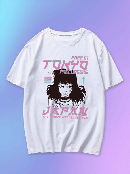 

romwe anime guys figure print tee 18f8#, White;black