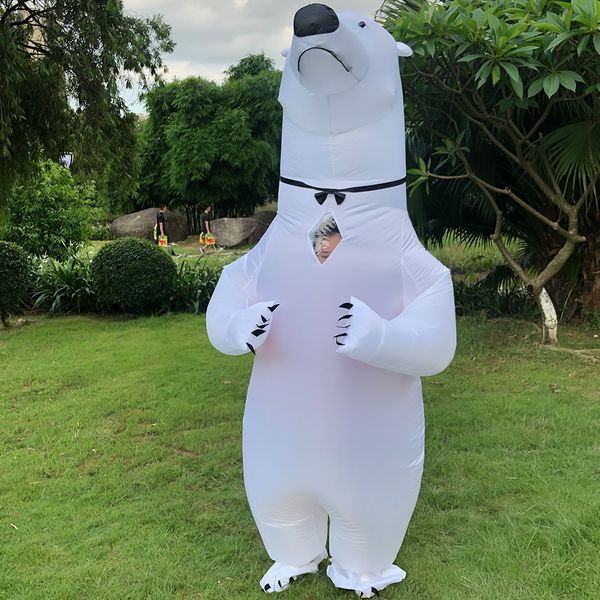 

mascot doll costume white polar bear inflatable costumes halloween costume mascot bear party role play disfraz for man woman, Red;yellow