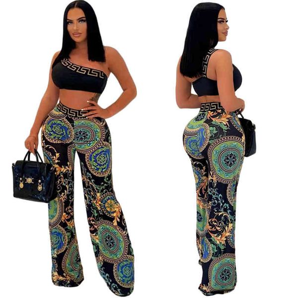 

k7138 summer women fashion trend tight short trousers printed casual two-piece suit, White