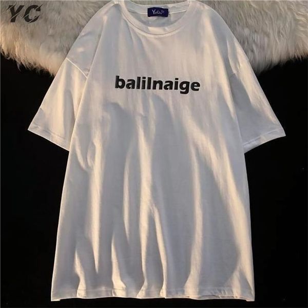 

harajuku men/women short sleeve ulzzang t-shirts color letter print cozy fashion streetwear t shirts baggy korean trendy bf 220708, White;black