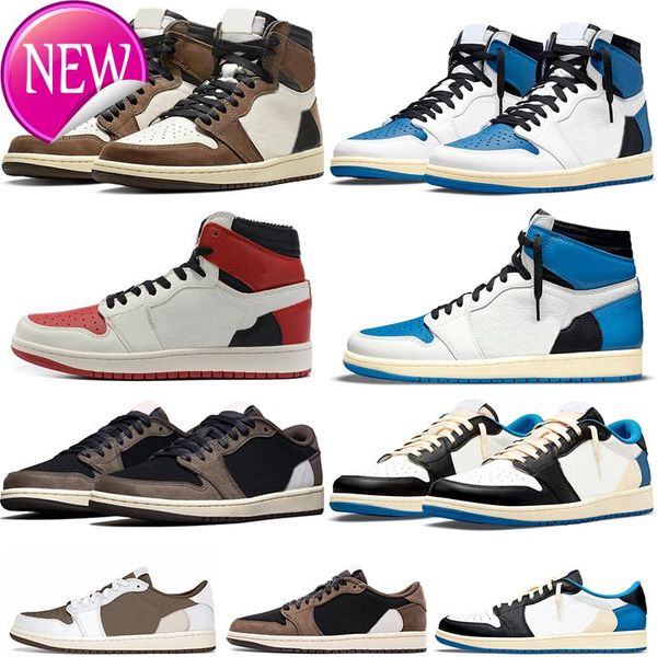

ts x jumpman 1 basketball shoes men women 1s high og low military blue obsidian sail reverse red mens trainers sneakers sports size 36 -46, Black