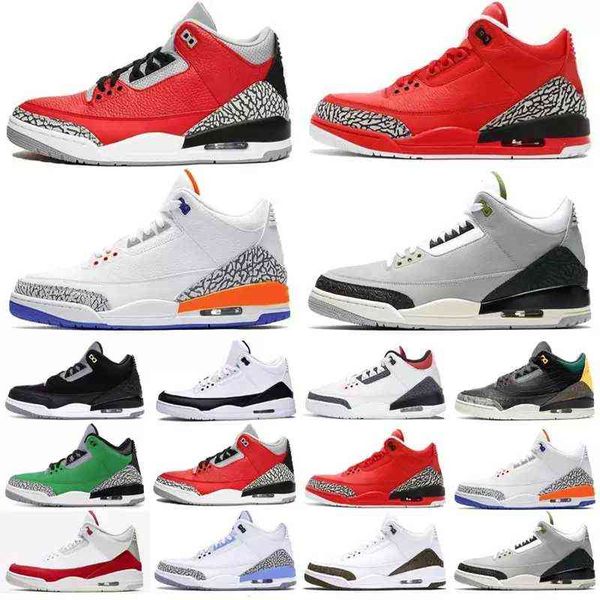 

mid 3 3s mens basketball shoes pine green unc rust pink fire red denim fragment georgetown black cement men 's sneakers