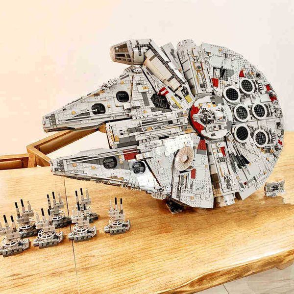 

stock in star plan millennium falcon spaceship compatible 75192 model building blocks bricks kid creative gifts g220707