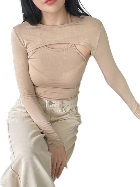 

dazy solid cut out tee without bra k4o1#, White