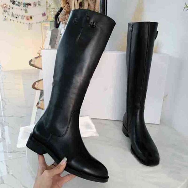 

boots black genuine leather lady boot knee over boots long woman casual low heel shoes winter fashion booty words designs luxurys designers