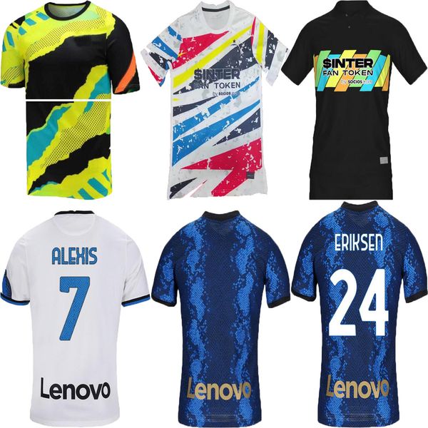 

21 22 23 barella soccer jersey vidal lautaro eriksen alexis dzeko correa inter football shirts 2021 2022 2023 uniforms men + kids kit home a, Black;yellow