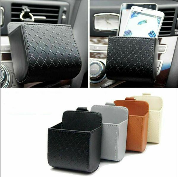 

car air vent outlet phone pocket storage box organizer debris bag holder pouch