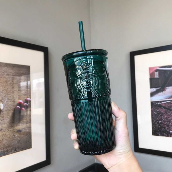 

2020 starbucks cup anniversary dark green goddess glass straw cup water cup 550ml