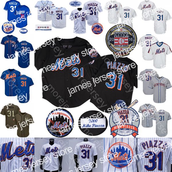 Novo Mike Piazza Jersey 1997 Blue Mesh 2000 Black Pinstripe Cooperstown