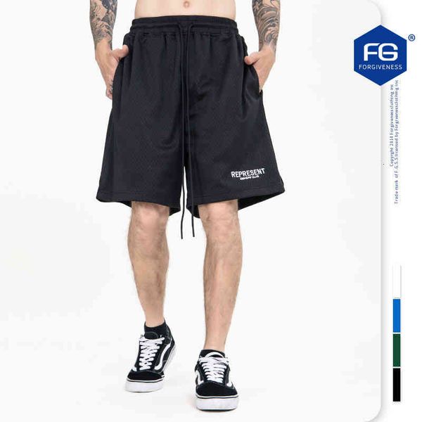 

men's shorts fg men's spring and summer high street fashion brand letter embroidery solid color mesh basketball t5vf, White;black
