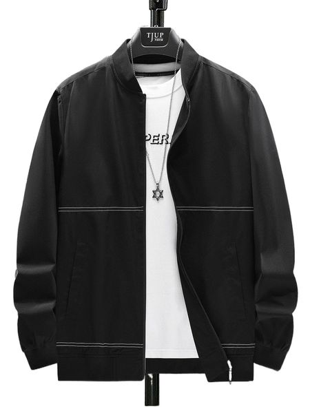 

men 1pc stitching bomber jacket w1k1#, Black;brown