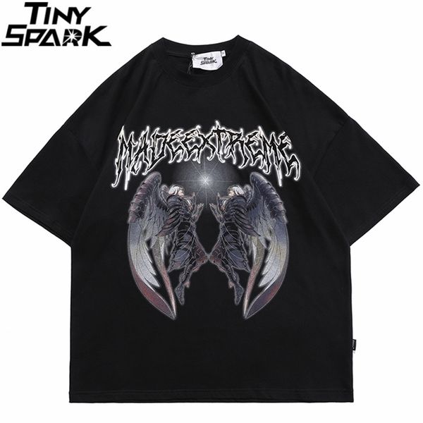 

hip hop harajuku streetwear oversize t shirt anime man printed t-shirt men spring summer short sleeve tshirt loose cotton 220427, White;black