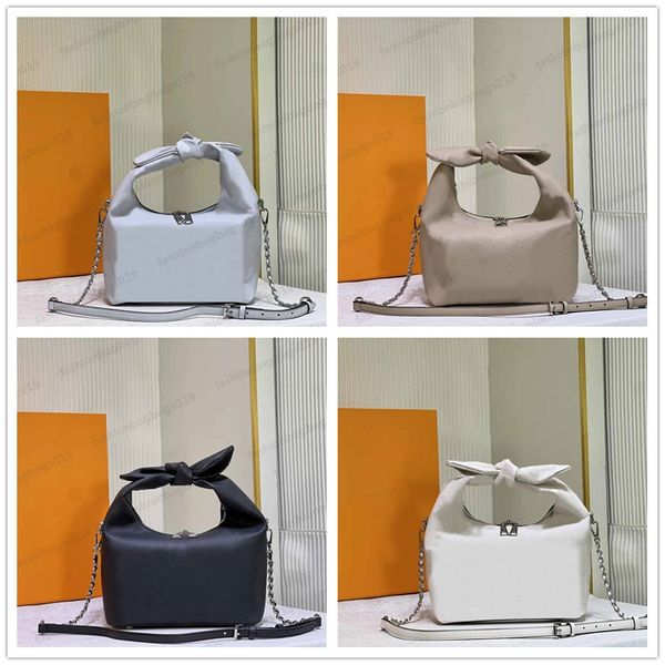 

why knot pm hobo bags perforated mahina leather tote womens designer knot-shape bow handle braided chain shoulder cross body purse m20701 m5