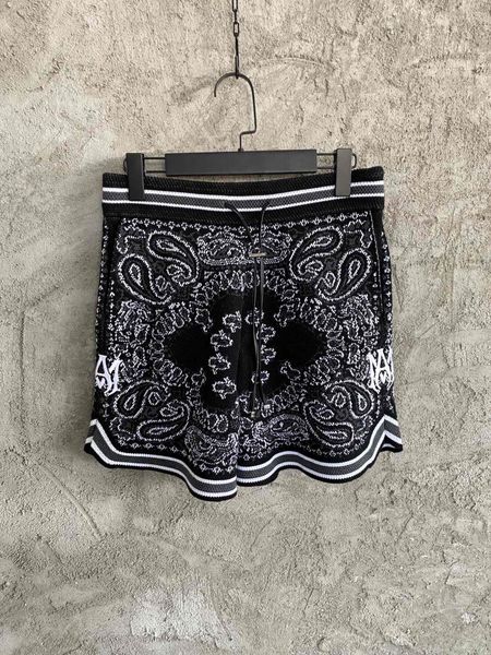 FALECTION MENS 22ss Pantaloncini da uomo di alta qualità bandana lavorata a maglia jacquard jogger da basket della banda della costa occidentale