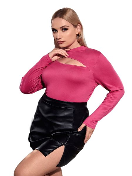 

plus cut out front tee 757e#, Black