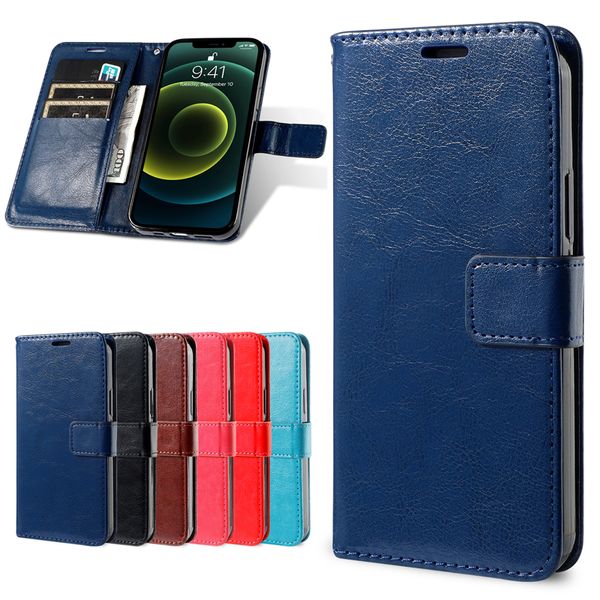 Retro Crazy Horse Wallet PU Leder Flip Phone Cases für Samsung Galaxy S10 S20 S21 S22 A12 A13 A23 A32 A52 A72 A33 A53 A73 5G TPU im Inneren