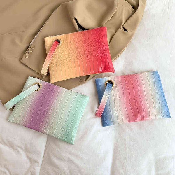 

niche design autumn winter new fashion advanced sense gradient handbag female sweet gradient handbag 220625, Red;black