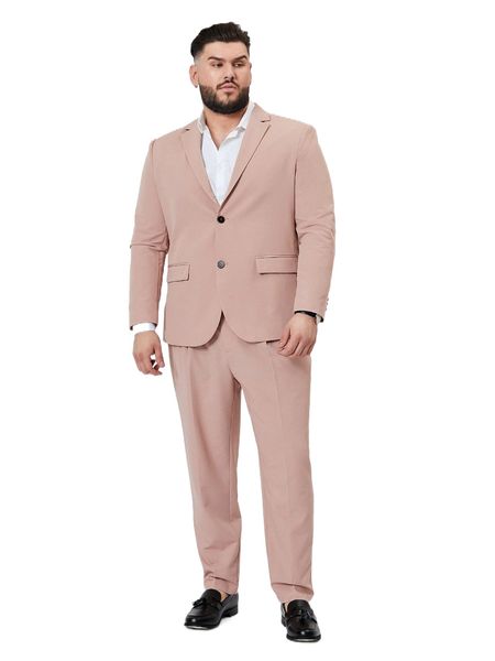 

extended sizes men flap detail blazer & tailored pants b6v2#, White;black