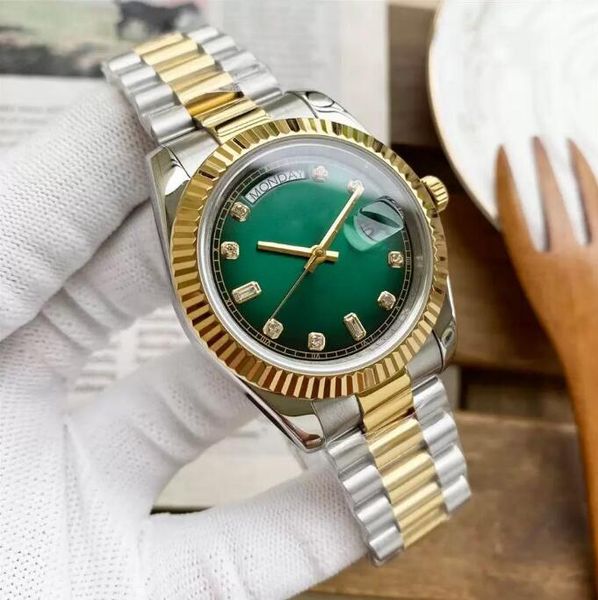 

u1 men watch 2813 automatic mechanical movement watches 41mm diamond day date gold stainless steel strap man wristwatches for male clock, Slivery;brown
