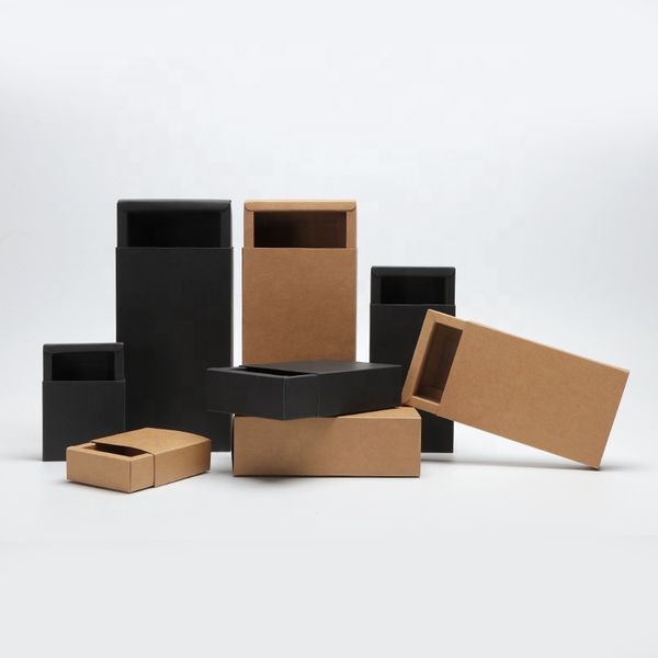 Luxo de luxo personalizado Retângulo de embalagem de papel logotipo de papel impressão kraft papers gaveta caixa de gaveta