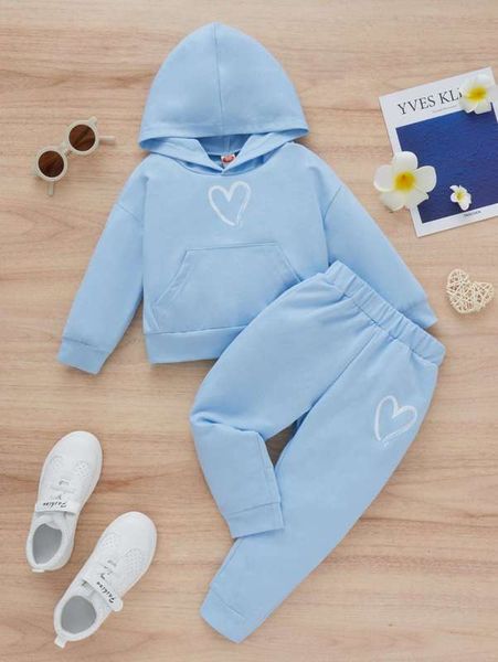 

toddler girls heart hoodie & sweatpants she, White