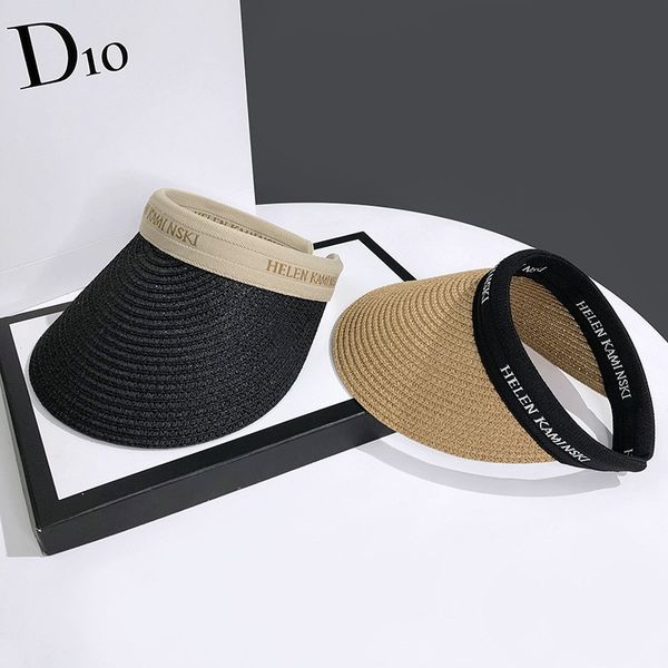 

cross border summer straw alphabet sunhat beach straw hat headless turban sunhat