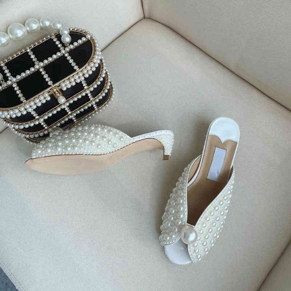 

sandals summer korean princess low heel sandals sweet pearl fish mouth fashion women wearing slippers, Black