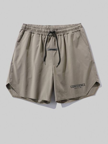 

men letter graphic drawstring waist shorts u80b#, White;black