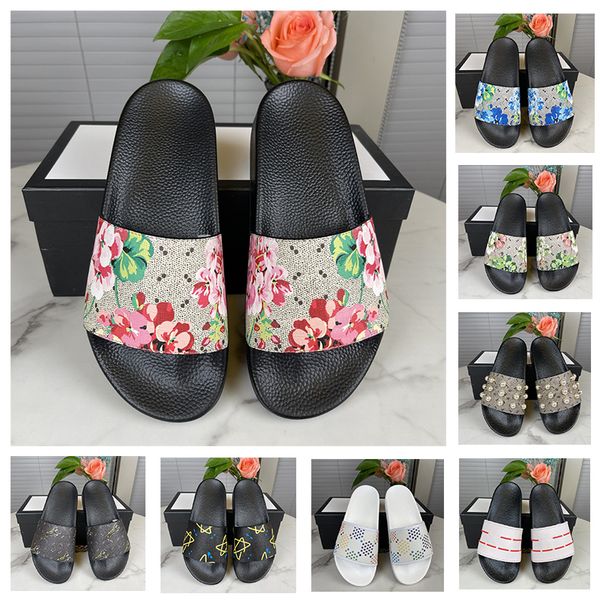 

[with box]mens womens slippers men women slipper font shoes slide fashion sandals flat flip flop size 35-48, Black