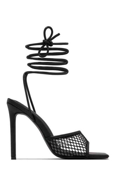 

2022 new thin heel sandals women's roman bandage gauze square head high-heeled sandals, Black