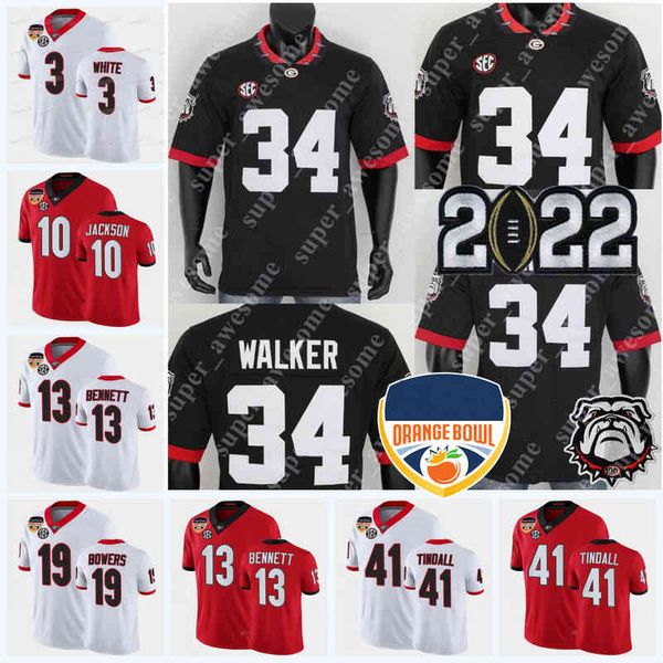 

ncaa 2022 champion georgia bulldogs football jersey herschel walker stetson bennett iv jt daniels kendall milton zamir white jermaine burton, Black