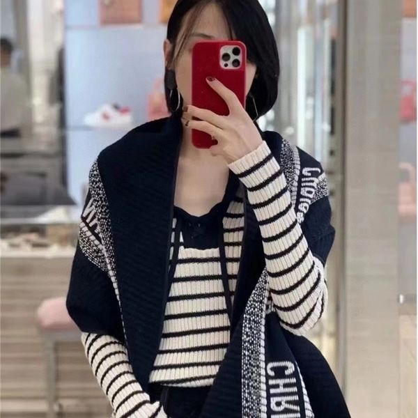 

coat sweaters winter new navy stripe contrast sailor collar embroidery shawl cashmere sweater clothes_p856, White;black