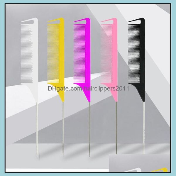 

hair brushes care styling tools products rat tail comb carbon fiber parting tools stainless steel heat resistant teasing drop delivery 20, Silver