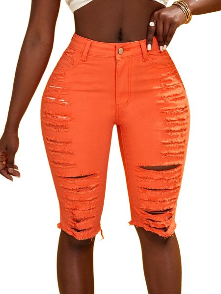 

sxy ladder ripped raw hem denim shorts j5wi#, White;black