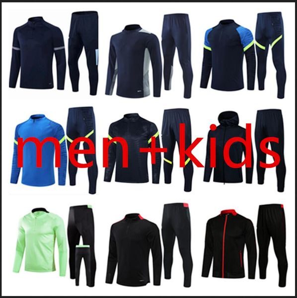 

22 23 dele son kane bale survetement jacket training suit set 2021 full zip hoodie rashford pogba fernandes de bruyne kids men chandal tut, Black