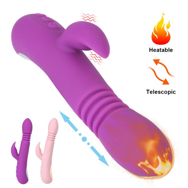 24cm Vibradores de alongamento automático para mulheres Aquecimento Dildos Clitoris Estimulador de vagina Anal plug plug fêmea masturbadora sexy Toys erótico erótico