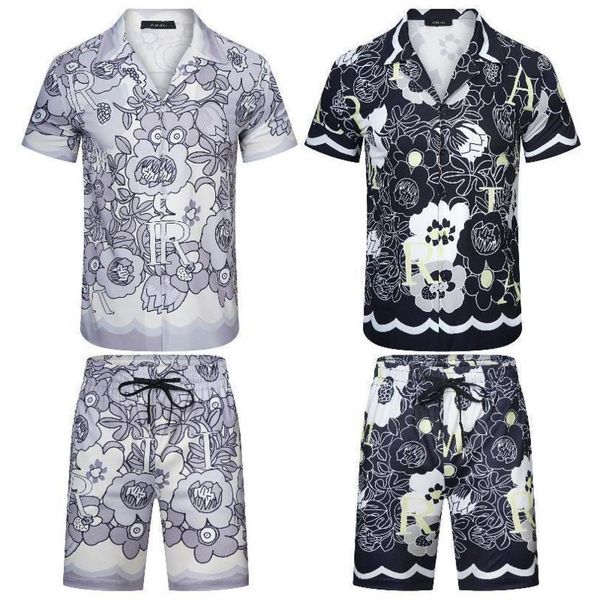 

a 22 miri casual shirt designer hawaiian silk shirts men women beach shorts t-shirt two piece k88, White;black
