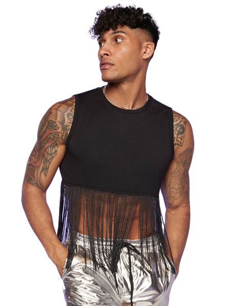 

men fringe hem tank m1zj#, White;black