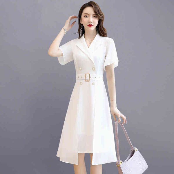 

casual dresses dress women's summer 2022 style fresh waist, slim temperament, foreign white chiffon suit skirt n56n, Black;gray