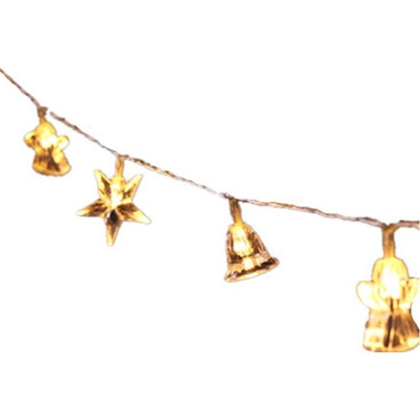 Strings Christmas Decoration Star Bells e Angel LED String Lights Bather com árvores decoradas