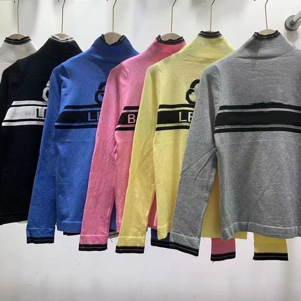 

fall 2022 new sweater trend-style monogrammed jacquard and assorted leggings age-reduced half-high collar long-sleeved knit top, White;black