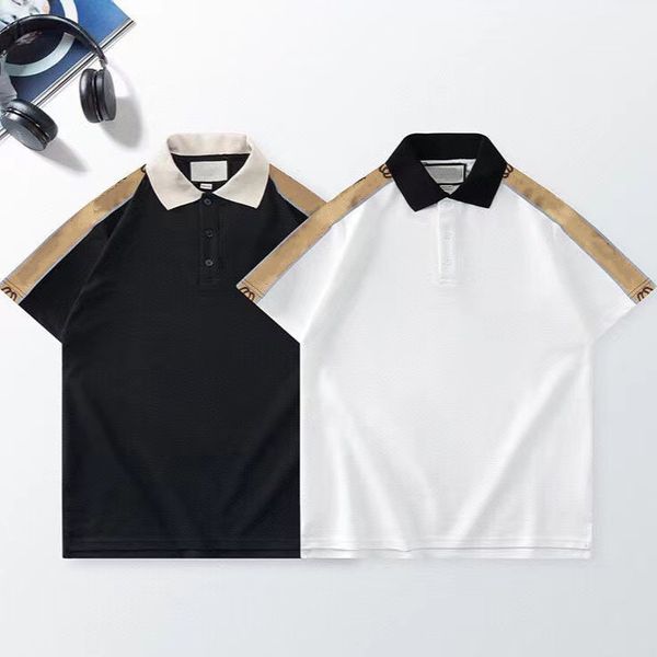 

designer 3m reflective strip lapel polo shirt short-sleeved men's g brand trend ins business half-sleeve t-shirt men, White;black