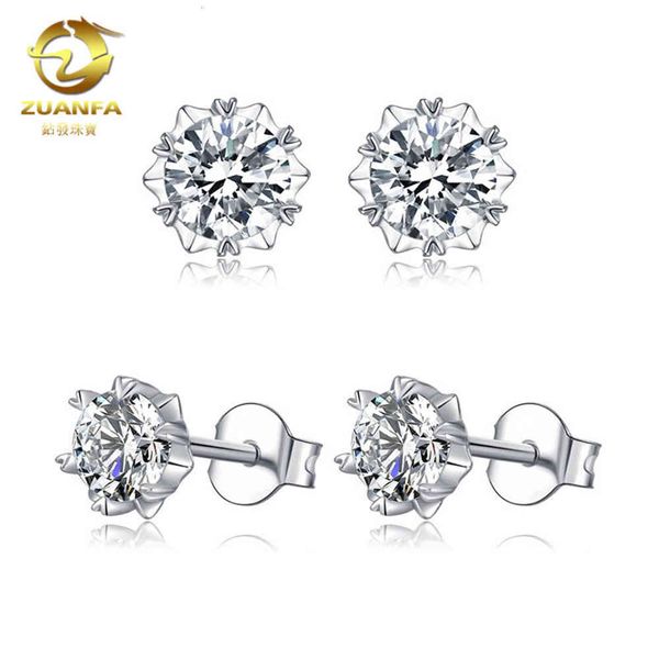 

925 silver plated mossan diamond snowflake women's earrings, Golden