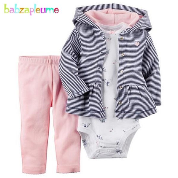 /0-/Frühling Herbst geboren Baby Jungen Mädchen Kleidung Mit Kapuze JackenStramplerHosen Sport Anzug Säuglingskleidung Set LJ201221