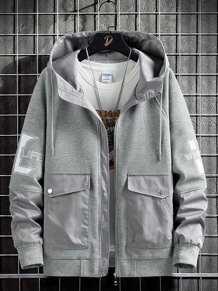 Felpe con cappuccio da uomo Felpe con cappuccio da uomo con cerniera primavera Streetwear Nero Grigio Casual con cappuccio da uomo Taglie forti Lettera di moda Felpe con cappuccio M