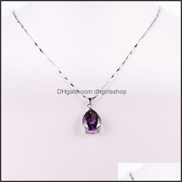

pendant necklaces pendants jewelry fashion- wholesale 925 sterling sier pearl cut waterdrop amethyst nec dhrbs, Silver