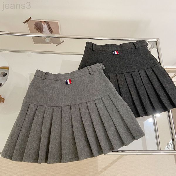 

skirts designer pleated skirt women's autumn and winter 2022 new high waist thin college style a-shaped short suit woolen mbgf, Black